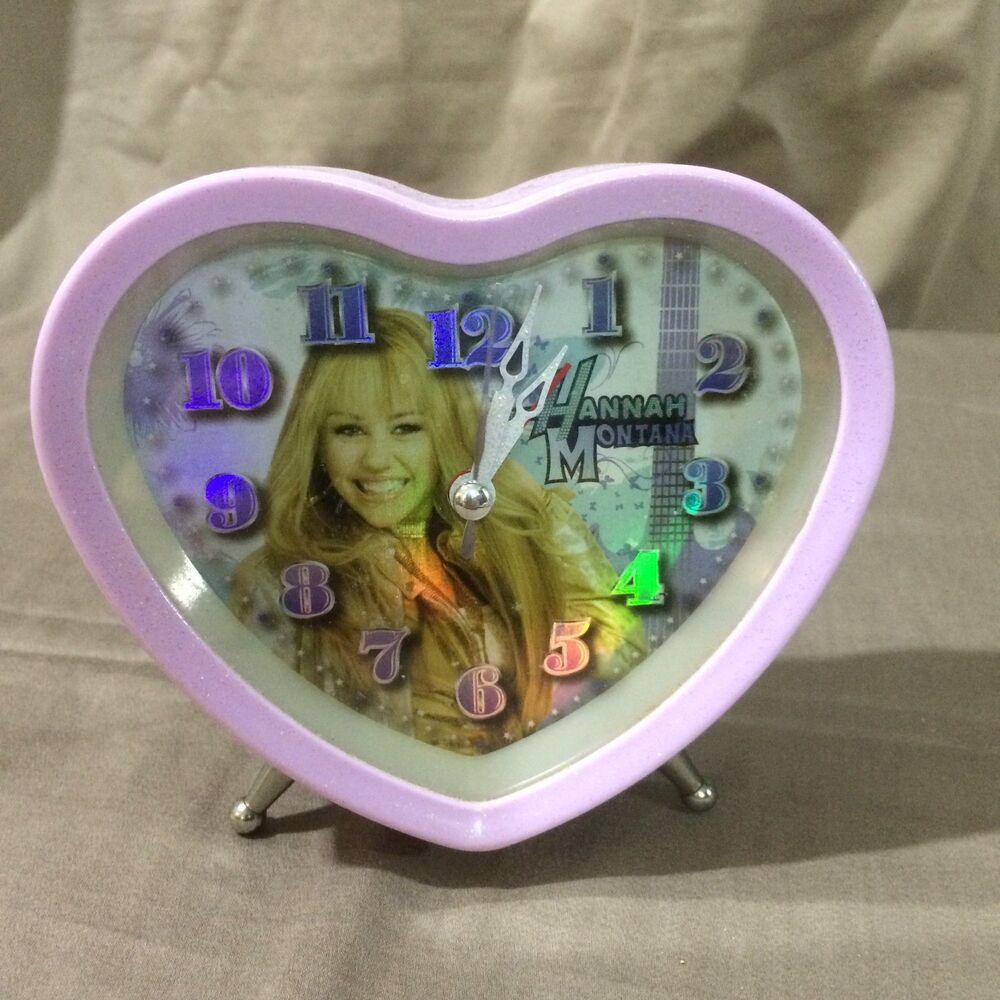 Vintage Hannah Montana Heart Shaped Alarm Clock Pink Disney Battery Operated